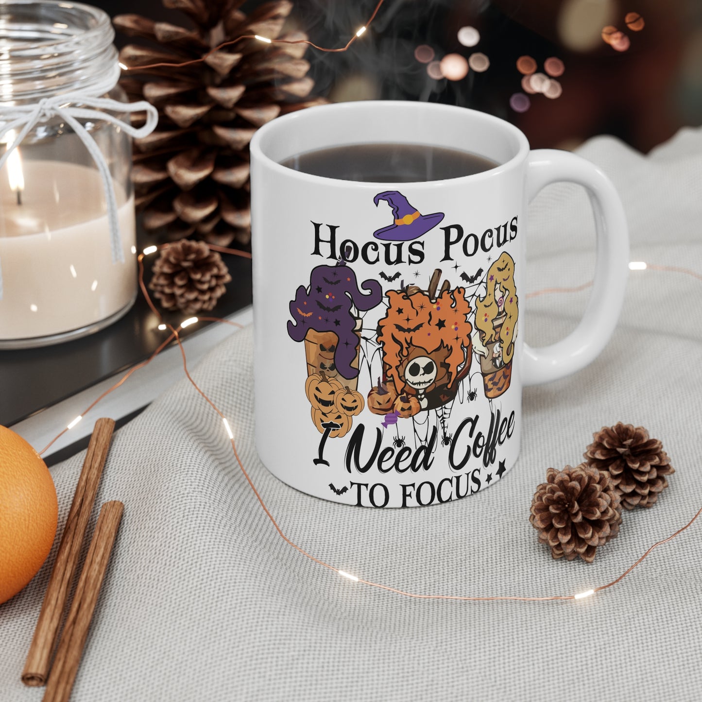 Hocus Pocus Coffee Mug | Halloween Mug | Gifts for Witchy Coffee Lovers | Pumpkin Spice & Chill | Spooky Season Cup | Cute Witch Mug