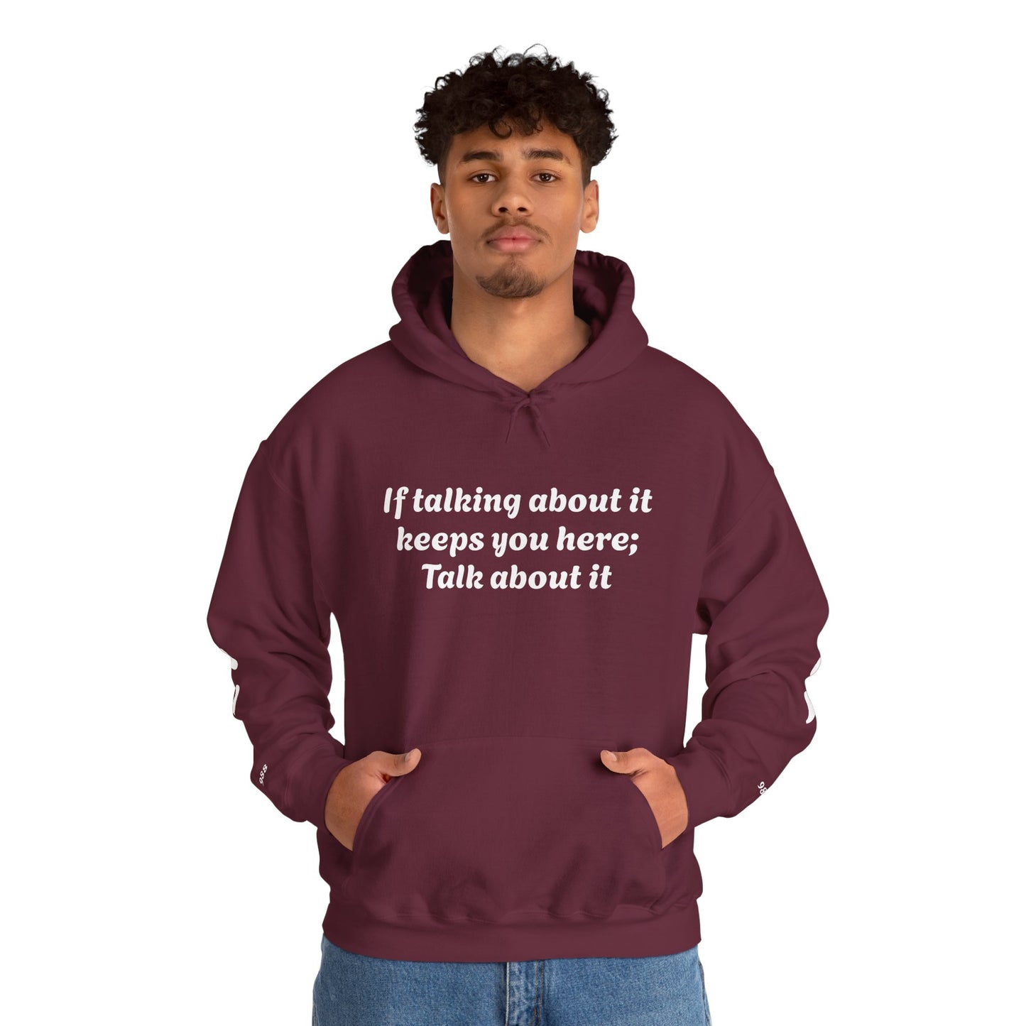 Mental Health Awareness Hoodie, Inspirational Sweatshirt, Talk About It Pullover, Gift for Friends, Unisex Casual Wear