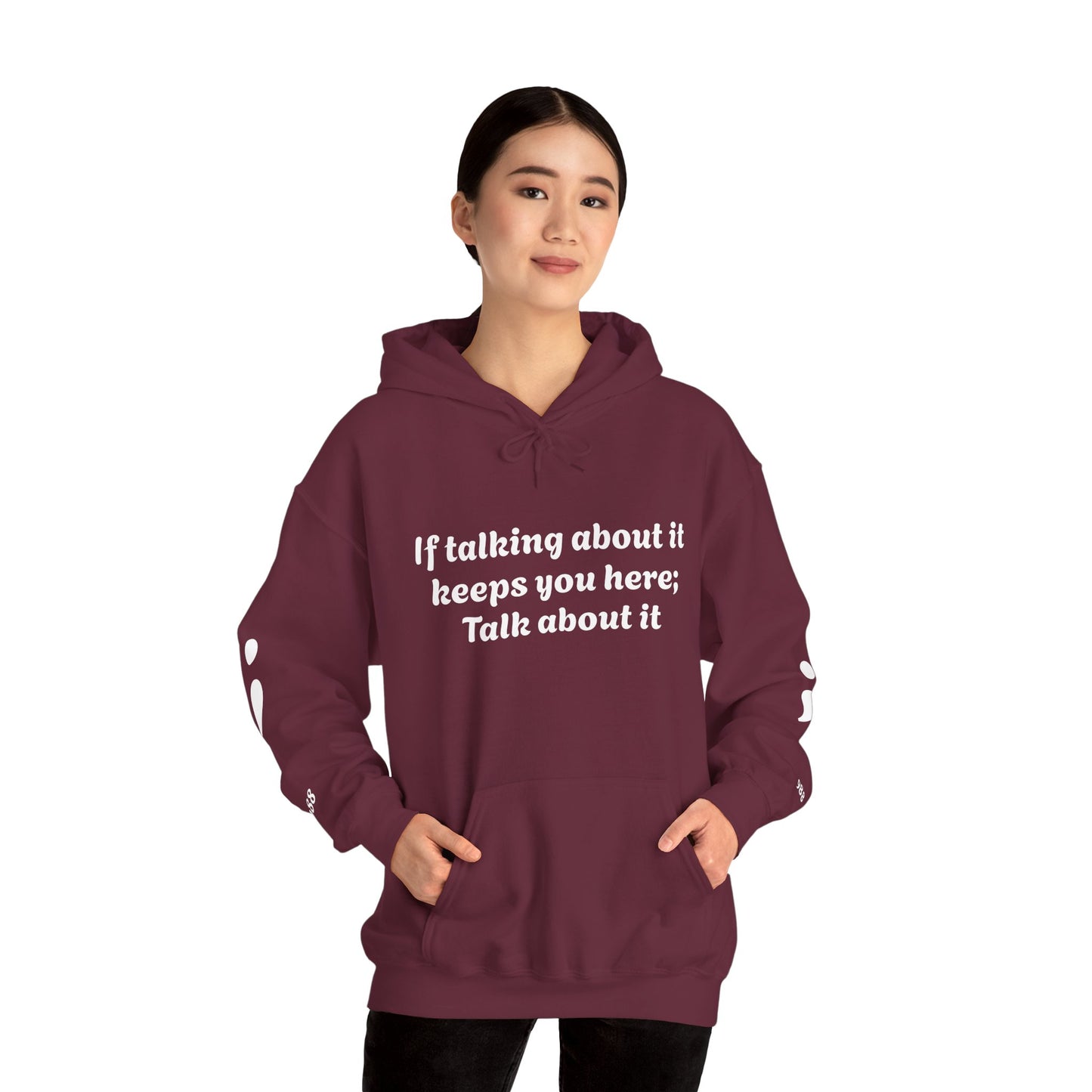 Mental Health Awareness Hoodie, Inspirational Sweatshirt, Talk About It Pullover, Gift for Friends, Unisex Casual Wear